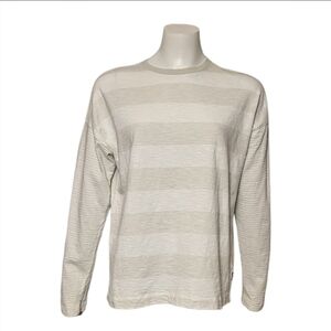 North Face Top Long Sleeve Stripe Knit Top Cotton Off White Drop Shoulder sz M